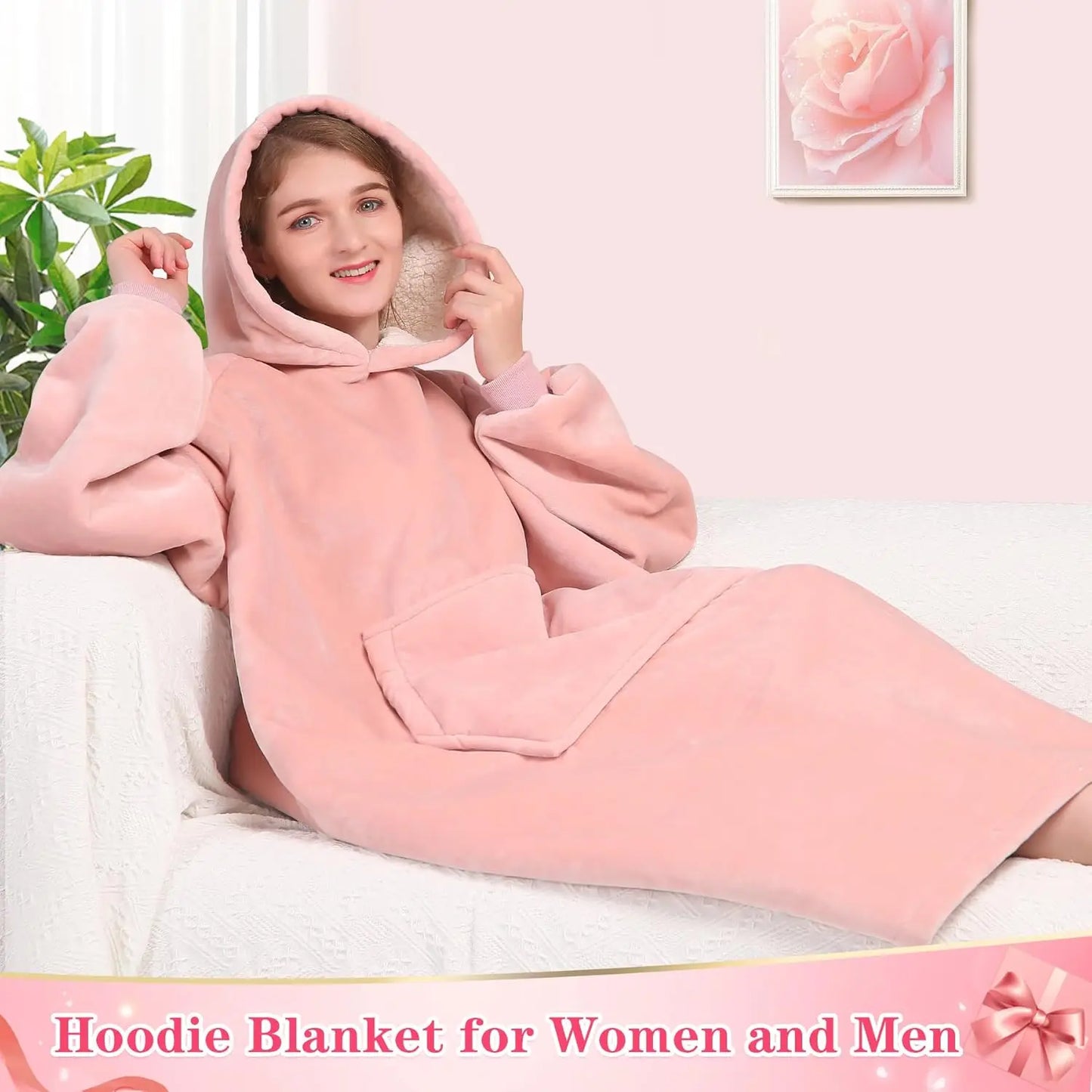 Super Sized Wearable Blanket Hoodie – Soft Hooded Sweatshirt with Sleeves & Pockets—Perfect For Gifting Comfort and Relaxation