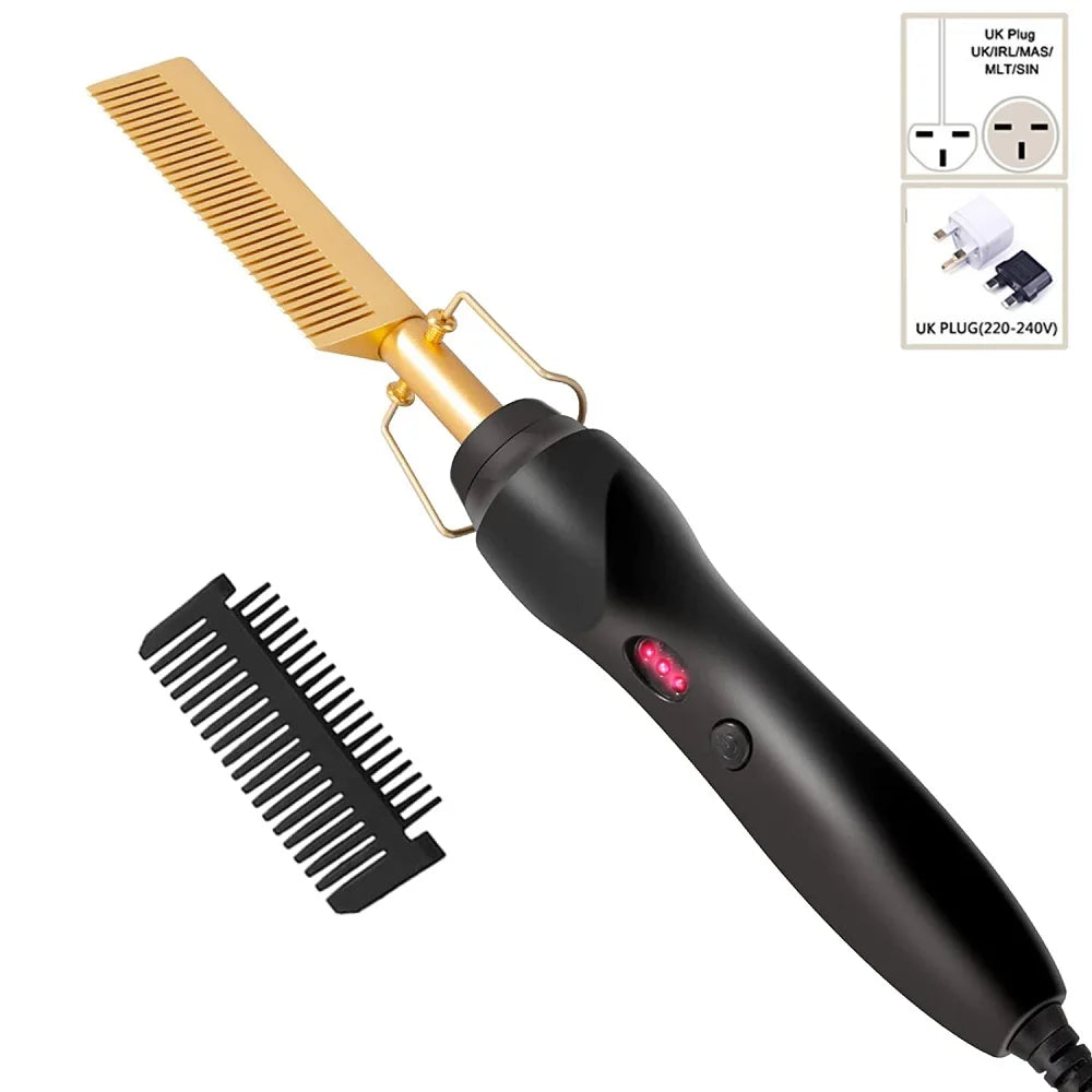 2-in-1 Hot Comb Hair Straightener: Electric,  Fast Heating, Portable, Anti-Scald, for Smooth & Sleek Hair - Ideal Gift for Women