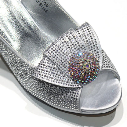 Women’s Wedding Shoes & Matching Diamond Bag Set – Italian Style Girly Glam Look Sandal & Clutch Handbag - Elegant Gift for Her