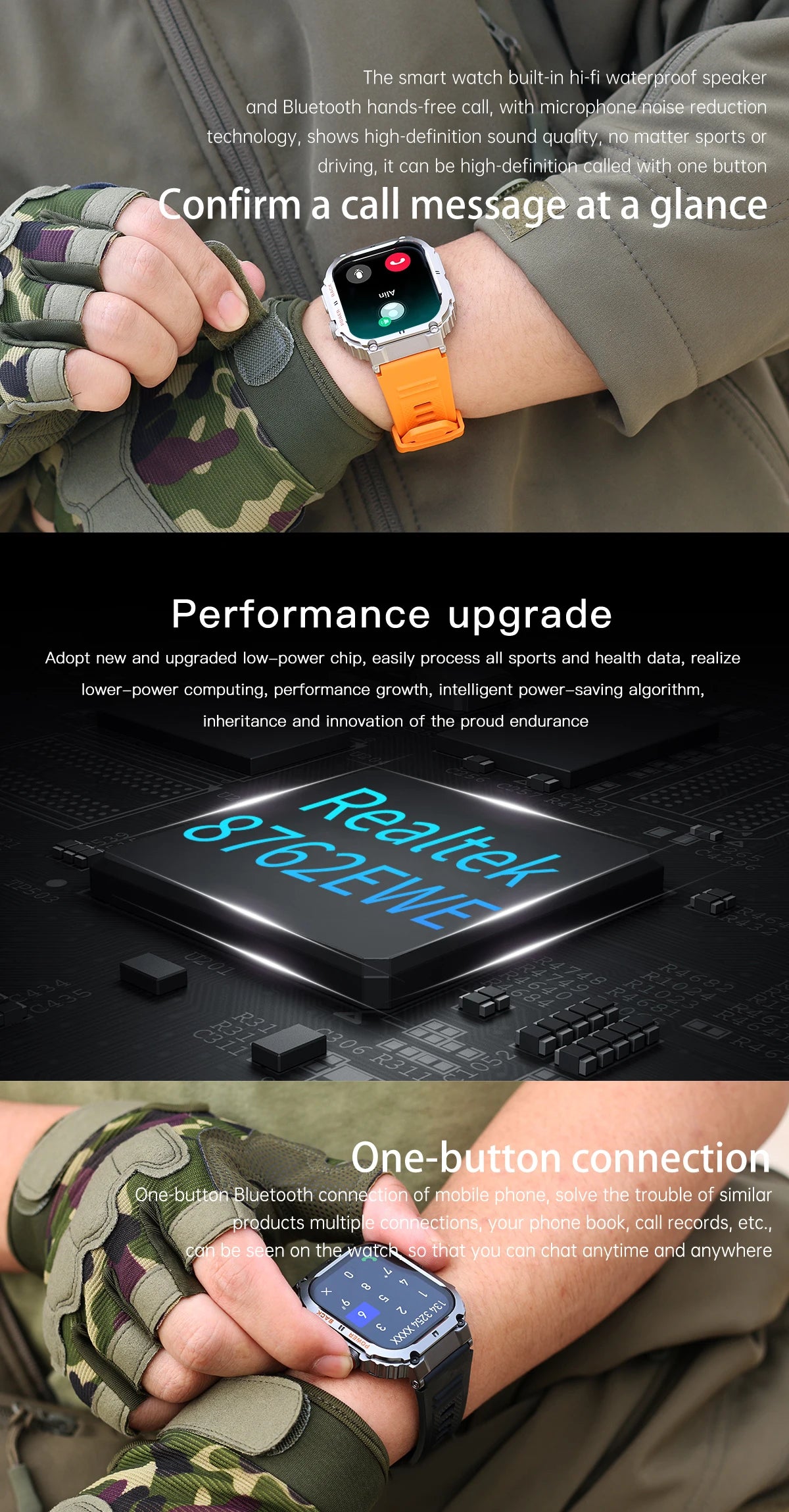 Men's Smartwatch for Android & iPhone By LIGE – Smashproof & Waterproof, 1.96" Display, Bluetooth Call, Fitness Tracker, 400mAh Battery - Perfect Gift for Him