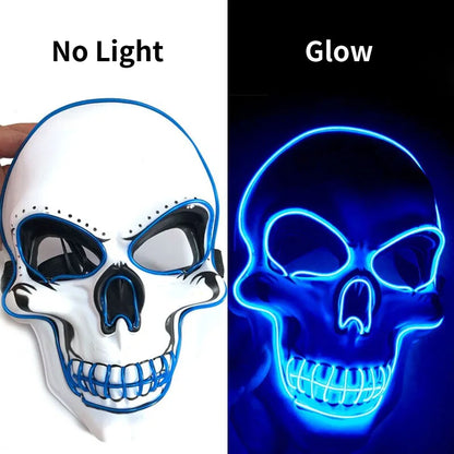 Halloween LED Horror Skull Mask – Luminous Cold Light Cosplay Mask for Spooky Parties & Decorations