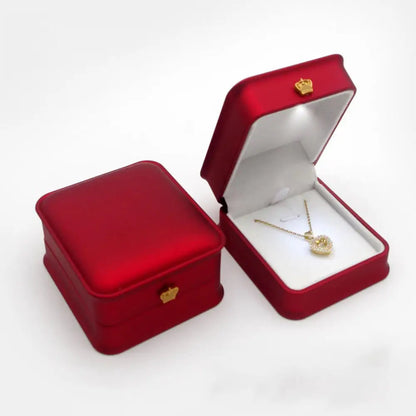 LED Light Velvet Jewelry Ring/Necklace Pendant Box – Luxury Gift Display Case for Proposal, Engagement & Wedding