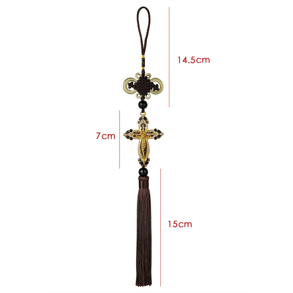 Car Rearview Mirror Hanging  Jesus Cross For Christians - Vehicle Ornament Elegant Metal Pendant For Positive Vibes Inside The Car - Ideal Gifts For All