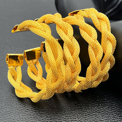 24K Gold Color Cuff Bangles  for Women – Dubai-Inspired Wedding Charm Jewelry, Arabic Party Twist Bracelet By ANIID  - Ideal Gift for Her