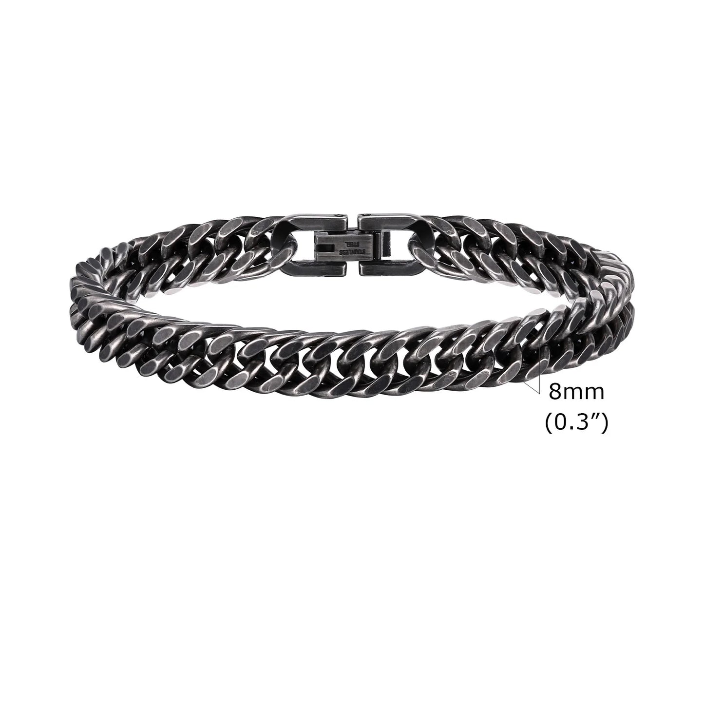 Bold 8mm/12mm Oxidized Stainless Steel Cuban Link Bracelet for Men - Punk Rock Style Wristband for Daily Wear & Party - Perfect Jewelry Gift for Him