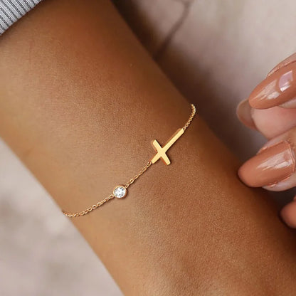 Women’s Minimalist Thin Chain Bracelet Cross Moon Star Charm