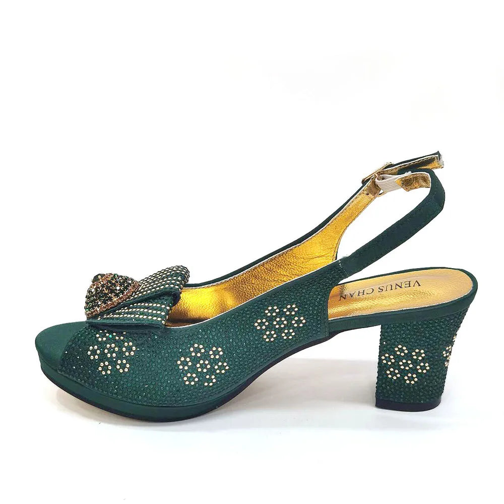 Women’s Wedding Shoes & Matching Diamond Bag Set – Italian Style Girly Glam Look Sandal & Clutch Handbag - Elegant Gift for Her
