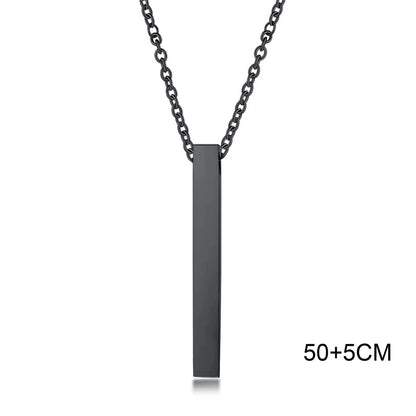 Waterproof Stainless Steel Bar Pendant Necklace – Unisex Minimalist Jewelry