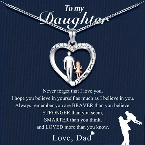 To My Daughter Necklace From Dad, Father Daughter Gifts From Dad, Dad Daughter Pendant Necklace with Gift Card & Decorative Accessories ,For Holiday party ,Birthday Gift Jewelry From Dad