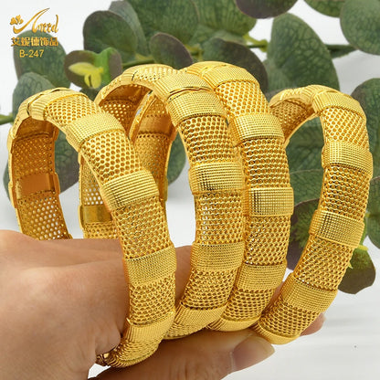 ANIID Dubai 24K Gold Plated Bangle Arabic / Indian Bridal Charm Bracelet | Luxury Wedding & Party Jewelry