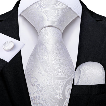 Luxury Orange Paisley Men's Tie Set for Business, Office, Party, Wedding| 3.15 Inch Silk Polyester Necktie, Cufflinks & Pocket Square - Perfect Gift for Him