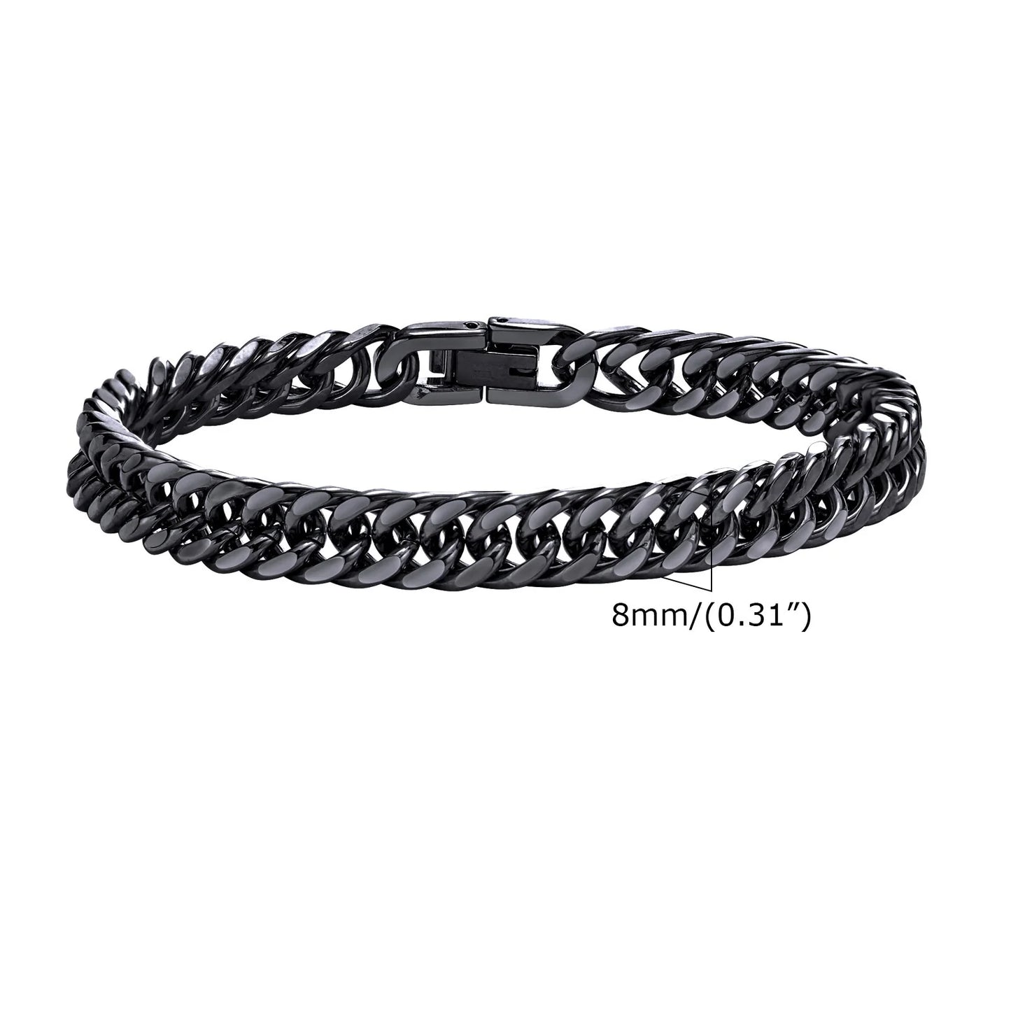 Bold 8mm/12mm Oxidized Stainless Steel Cuban Link Bracelet for Men - Punk Rock Style Wristband for Daily Wear & Party - Perfect Jewelry Gift for Him