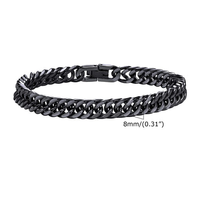 Bold 8mm/12mm Oxidized Stainless Steel Cuban Link Bracelet for Men - Punk Rock Style Wristband for Daily Wear & Party - Perfect Jewelry Gift for Him