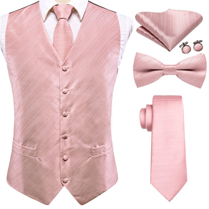 Elegant Men's Formal Silk Vest & Accessories By Hi-Tie | Waistcoat Set with Tie, Bowtie, Hanky, Cufflinks for Business, Office, Party, Wedding - Ideal Gift for Him