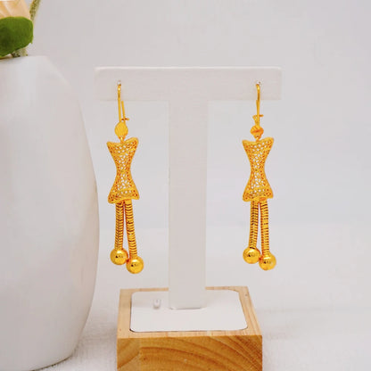 African Indian Gold Jewelry Set for Women – Dubai Style Bridal Tassel Long Necklace, Earrings, Ring & Bangle - Ideal Gift for Her
