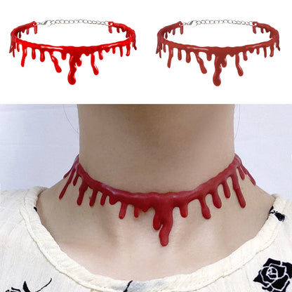 Spooky Halloween Blood Drip Necklace – Fake Vampire Blood Choker for Horror Costume & Party Accessories