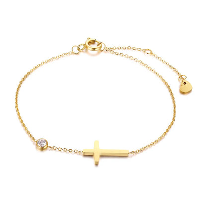 Women’s Minimalist Thin Chain Bracelet Cross Moon Star Charm