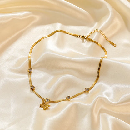 EILIECK 316L Stainless Steel White Green Red Zirconia Crystal Necklace For Women Fashion Neck Jewelry Wedding Party Accessories