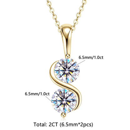 RAPRGOLD 925 Silver Chain With Moissanite Pendant for Women – Round Cut & Twisted Pendant Necklace for Wedding, Party - Jewelry Gift for Her