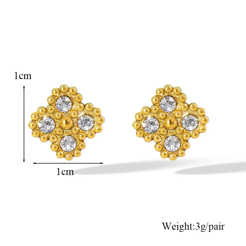 EILIECK 316L Stainless Steel White Zirconia Flower Petal Necklace Bracelet Earrings Set For Women New Trendy Jewelry Party Gift