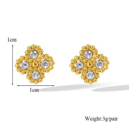 EILIECK 316L Stainless Steel White Zirconia Flower Petal Necklace Bracelet Earrings Set For Women New Trendy Jewelry Party Gift