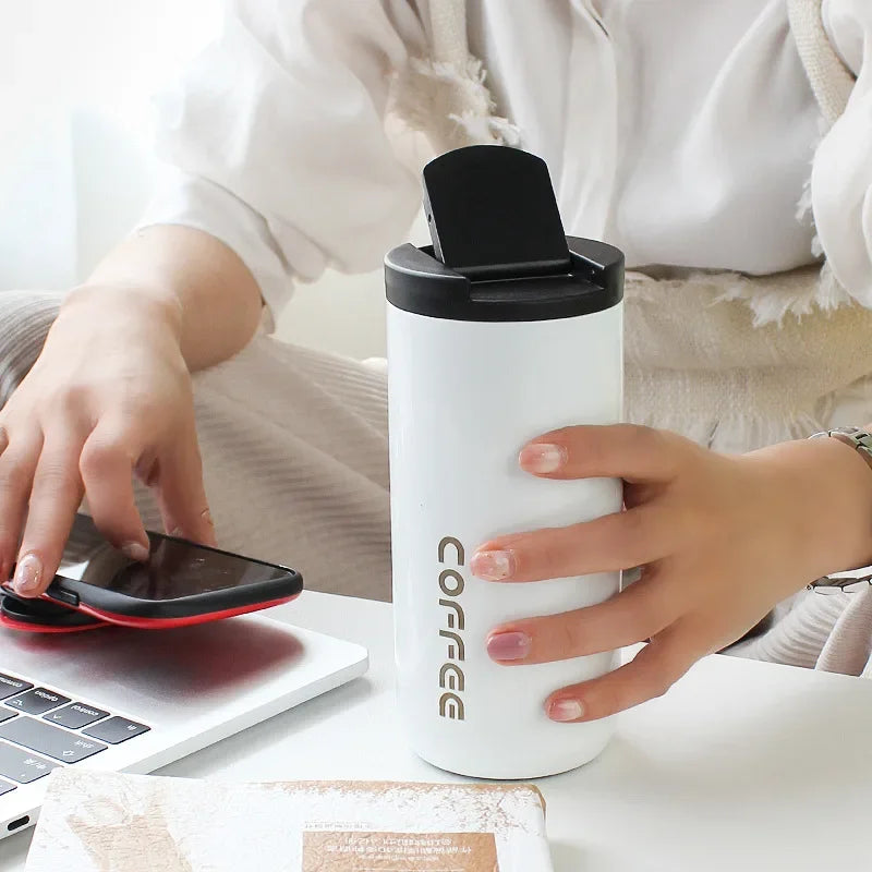 400ml Leak-Proof Stainless Steel Thermal Coffee Mug – Portable Travel Cup, Insulated 304 Thermos, Water Bottle - Perfect Gift for Family, Friends & Yourself