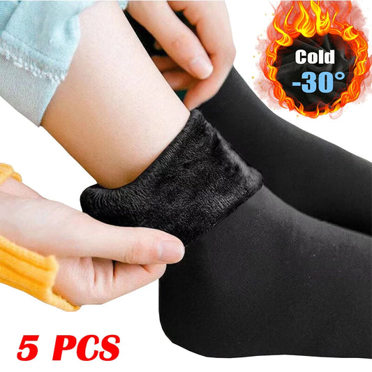 5 Pairs Winter Thermal Wool Cashmere Socks – Warm Seamless Unisex Velvet Sock