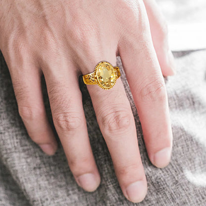 Luxury 10x14mm Oval Cut Yellow Gold Citrine Ring for Women – Art Deco Birthstone Wedding  Party Jewelry - Perfect Gift for Her