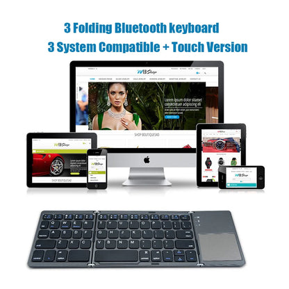 Wireless Double/Triple Foldable  Keyboard with Touchpad - Bluetooth Connection, Multi-Function Button Mini Keyboard & Compatible with Windows, Android, iOS, & Phone - Ideal Gift for All