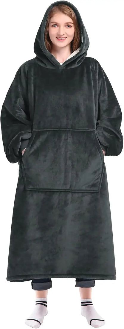 Super Sized Wearable Blanket Hoodie – Soft Hooded Sweatshirt with Sleeves & Pockets—Perfect For Gifting Comfort and Relaxation