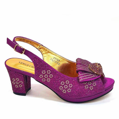 Women’s Wedding Shoes & Matching Diamond Bag Set – Italian Style Girly Glam Look Sandal & Clutch Handbag - Elegant Gift for Her