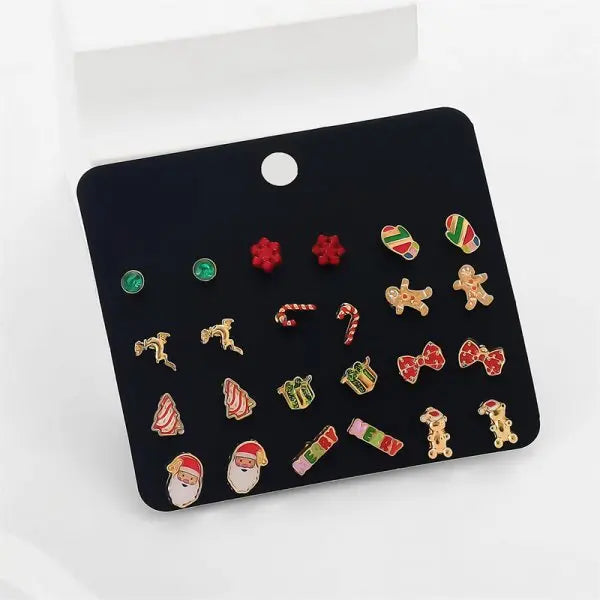 Christmas Earrings Set for Women 12/20 Pairs – Crystal Zircon Snowflake, Bowknot, Elk & Xmas Tree Holiday Gifts