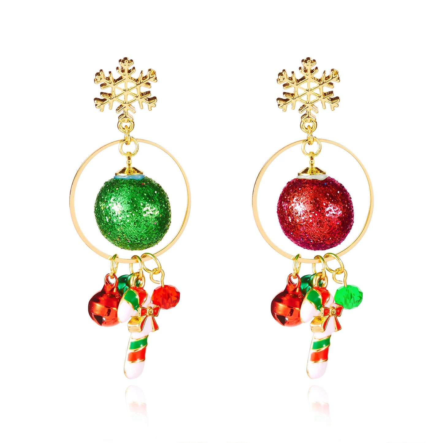 New Christmas Ribbon Star Long Tassel Earrings for Women Delicate Crystal Bowknot Hollow Bell Drop Earring Xmas Festival Jewelry