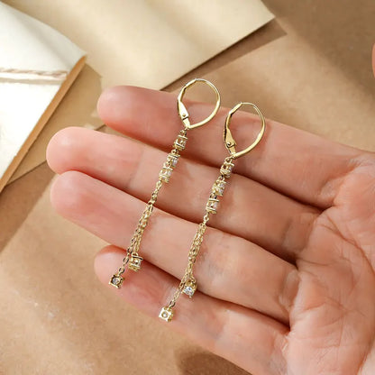 925 Silver Moissanite Tassel Earrings – RAPRGOLD Certified Dangling Hoop Jewelry Gift for Her