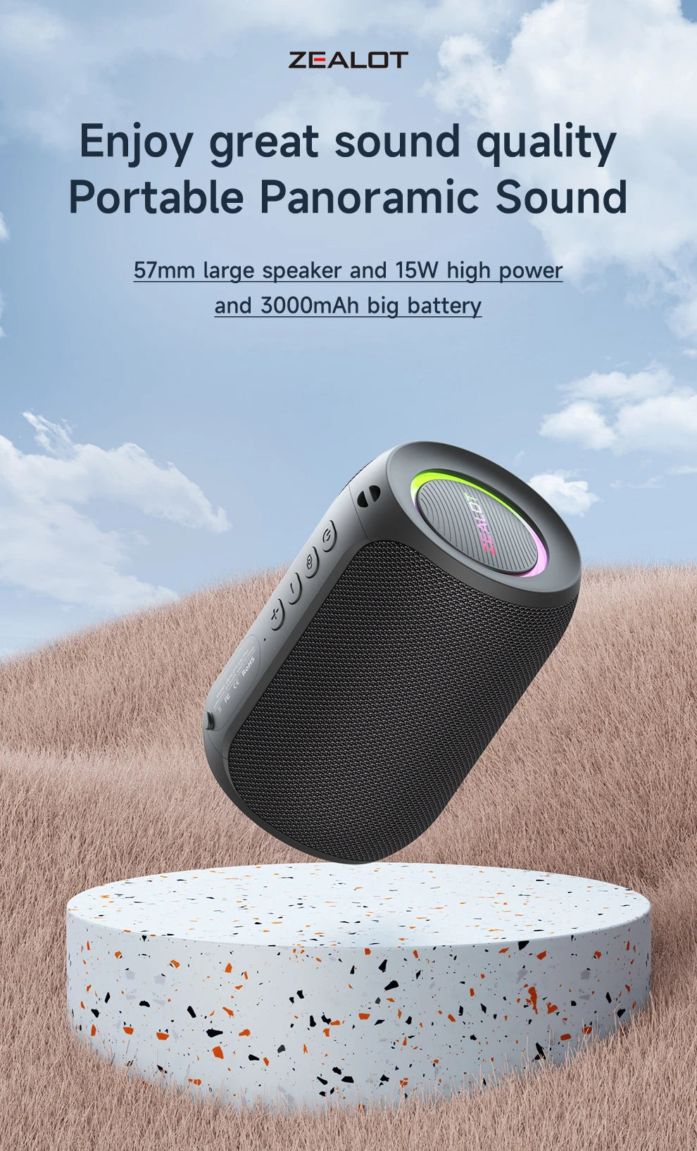 Powerful Bluetooth Speaker with Deep Bass & LED Light – Waterproof Outdoor Soundbox, Wireless Bluetooth  Subwoofer - Perfect Gift for Friends, Family