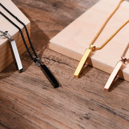 Waterproof Stainless Steel Bar Pendant Necklace – Unisex Minimalist Jewelry