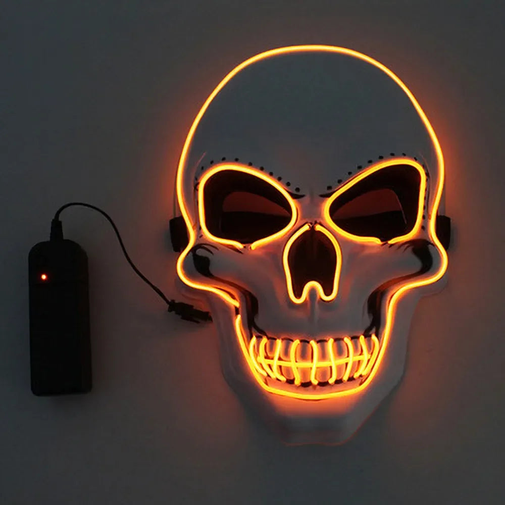 Halloween LED Horror Skull Mask – Luminous Cold Light Cosplay Mask for Spooky Parties & Decorations