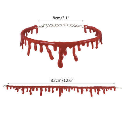 Spooky Halloween Blood Drip Necklace – Fake Vampire Blood Choker for Horror Costume & Party Accessories