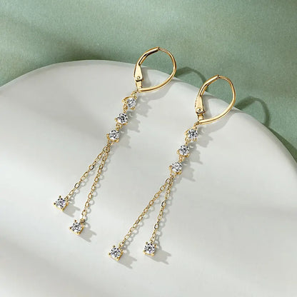 925 Silver Moissanite Tassel Earrings – RAPRGOLD Certified Dangling Hoop Jewelry Gift for Her