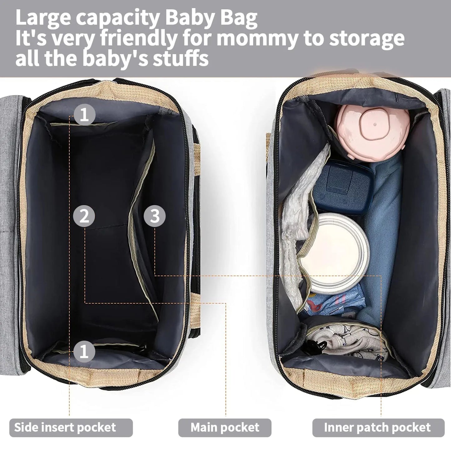 Baby Diaper Bag Backpack with Changing Table | Nappy Stroller Bag for Newborns - Mommy Maternity Travel Bag with Foldable Crib, Gift for Mom & Kid