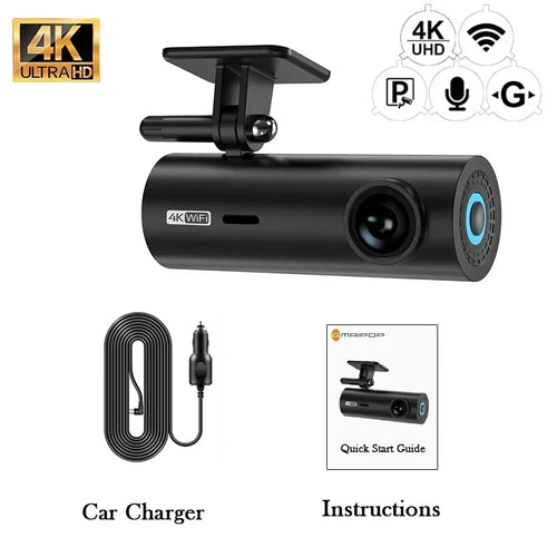 Upgrade Your Car Safety with 4K Dash Cam - DVR Recorder Auto Recorder APP Control Black Box | Crystal Clear Footage |  WIFI Voice Control & 24h Parking Monitor - Ideal Gift  for All