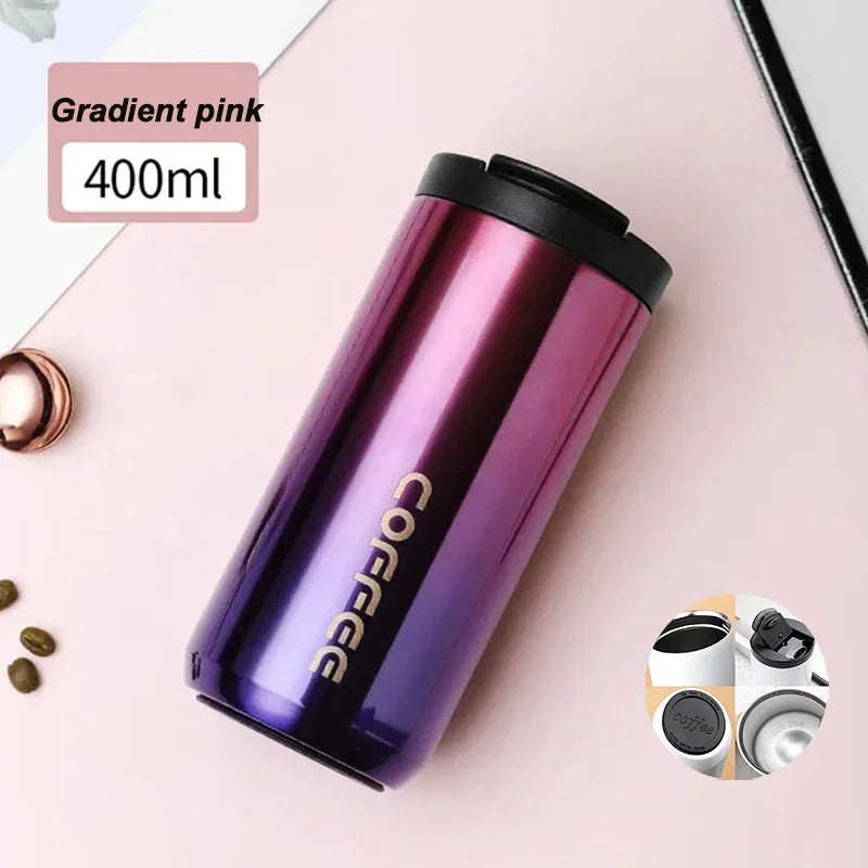 400ml Leak-Proof Stainless Steel Thermal Coffee Mug – Portable Travel Cup, Insulated 304 Thermos, Water Bottle - Perfect Gift for Family, Friends & Yourself