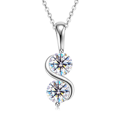 RAPRGOLD 925 Silver Chain With Moissanite Pendant for Women – Round Cut & Twisted Pendant Necklace for Wedding, Party - Jewelry Gift for Her