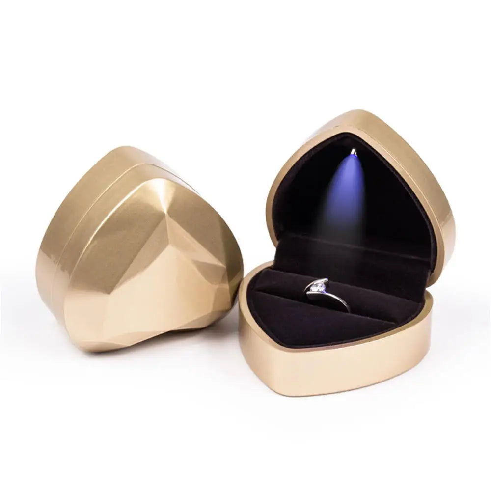 LED Light Velvet Jewelry Ring/Necklace Pendant Box – Luxury Gift Display Case for Proposal, Engagement & Wedding