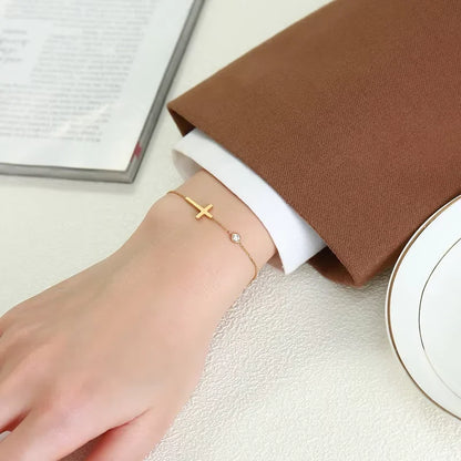 Women’s Minimalist Thin Chain Bracelet Cross Moon Star Charm