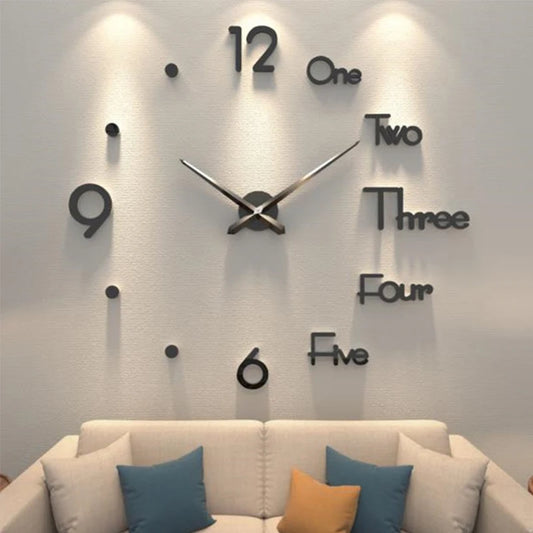 DIY 3D Wall Clock For Home Decoration -Large Size, Acrylic Mirror Stickers, Self-Adhesive Quartz Watch For Living Room, Office or Hotel room's Wall Decor - Perfect Gift for Yourself or Your Loved Ones.