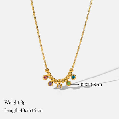 EILIECK 316L Stainless Steel White Green Red Zirconia Crystal Necklace For Women Fashion Neck Jewelry Wedding Party Accessories