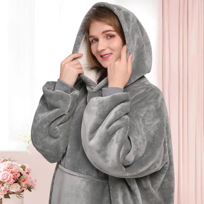 Super Sized Wearable Blanket Hoodie – Soft Hooded Sweatshirt with Sleeves & Pockets—Perfect For Gifting Comfort and Relaxation