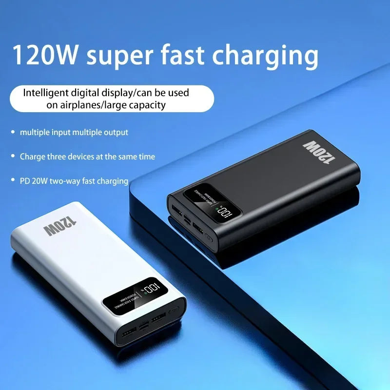 High Capacity Digital Display Power Bank - 200000mAH 120W Ultra Fast Charging Compatible with iPhone, Samsung, Xiaomi, & More - Perfect Gift for Family, Friends & Yourself