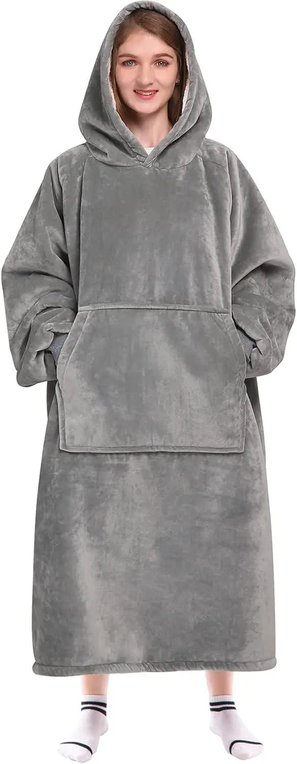Super Sized Wearable Blanket Hoodie – Soft Hooded Sweatshirt with Sleeves & Pockets—Perfect For Gifting Comfort and Relaxation